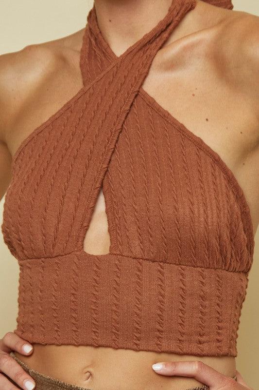 cable knit halter knit crop top-Tops-Sleeveless-Blue Blush-RK Collections Boutique