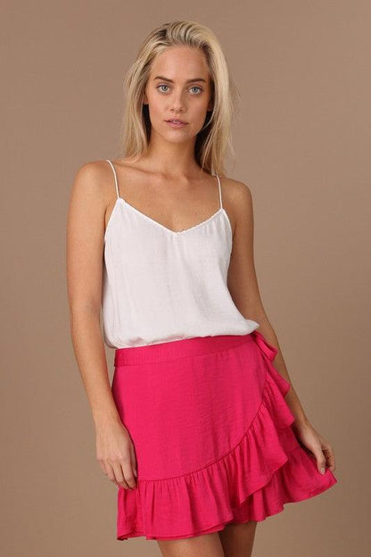 Cascade Ruffle Front Skirt-Skirts-Naked Zebra-Pink Berry-MS110878-4-RK Collections Boutique