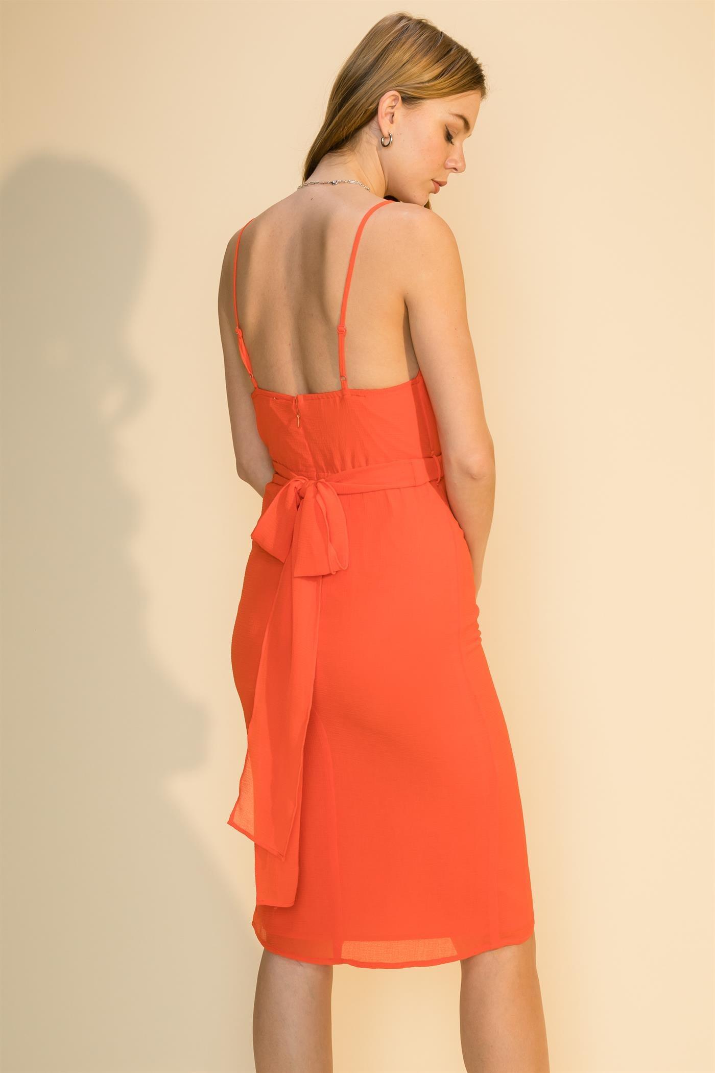 chiffon wrap front v neck sleeveless dress-Dress-HyFve-RK Collections Boutique