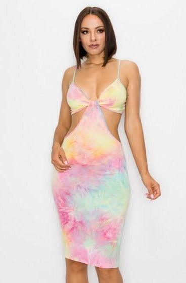 cutout tie dye sleeveless dress-Dress-Magia-Multi-MD-8673-1-RK Collections Boutique