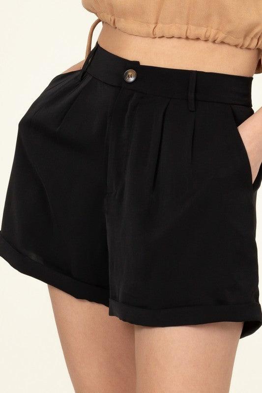 rolled hem high waist shorts - RK Collections Boutique