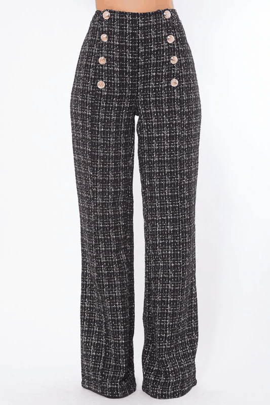 high waist tweed trousers - RK Collections Boutique