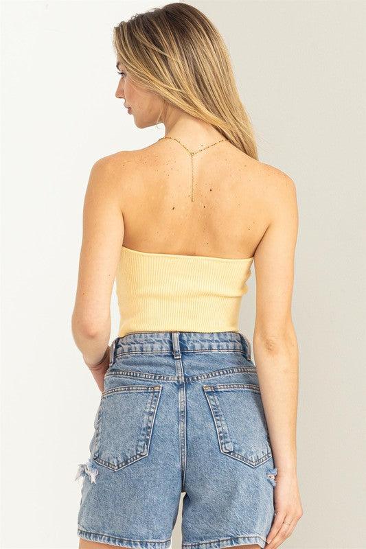 knit sweetheart strapless top - tarpiniangroup