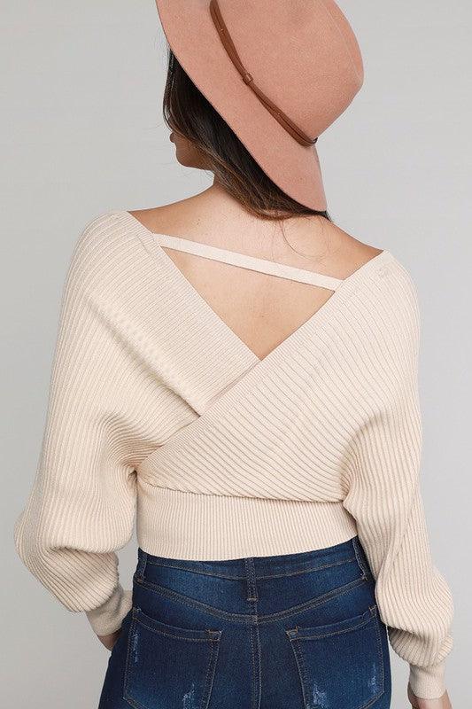 double v-neck dolman sweater - RK Collections Boutique