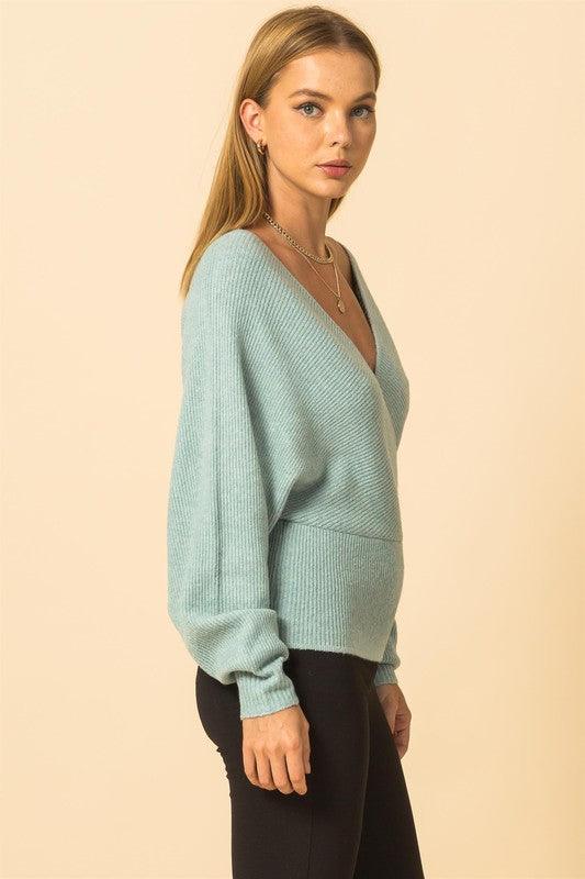 double v-neck knit sweater - RK Collections Boutique