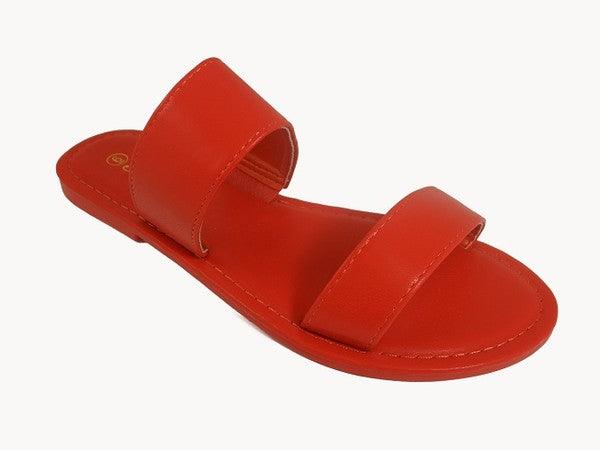 duo slides flat sandals-Shoe:Flat-Sandal-Red Shoe Lover-Blood Orange-PEACH-18-D-1-RK Collections Boutique