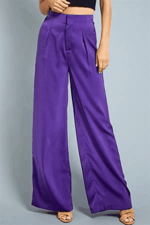 pleated wide leg satin pants - RK Collections Boutique