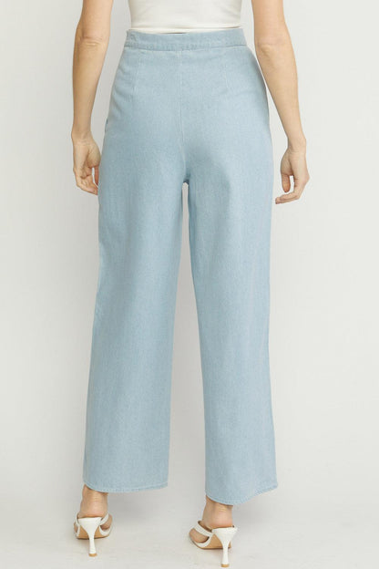 button detail high waist wide leg trousers - RK Collections Boutique