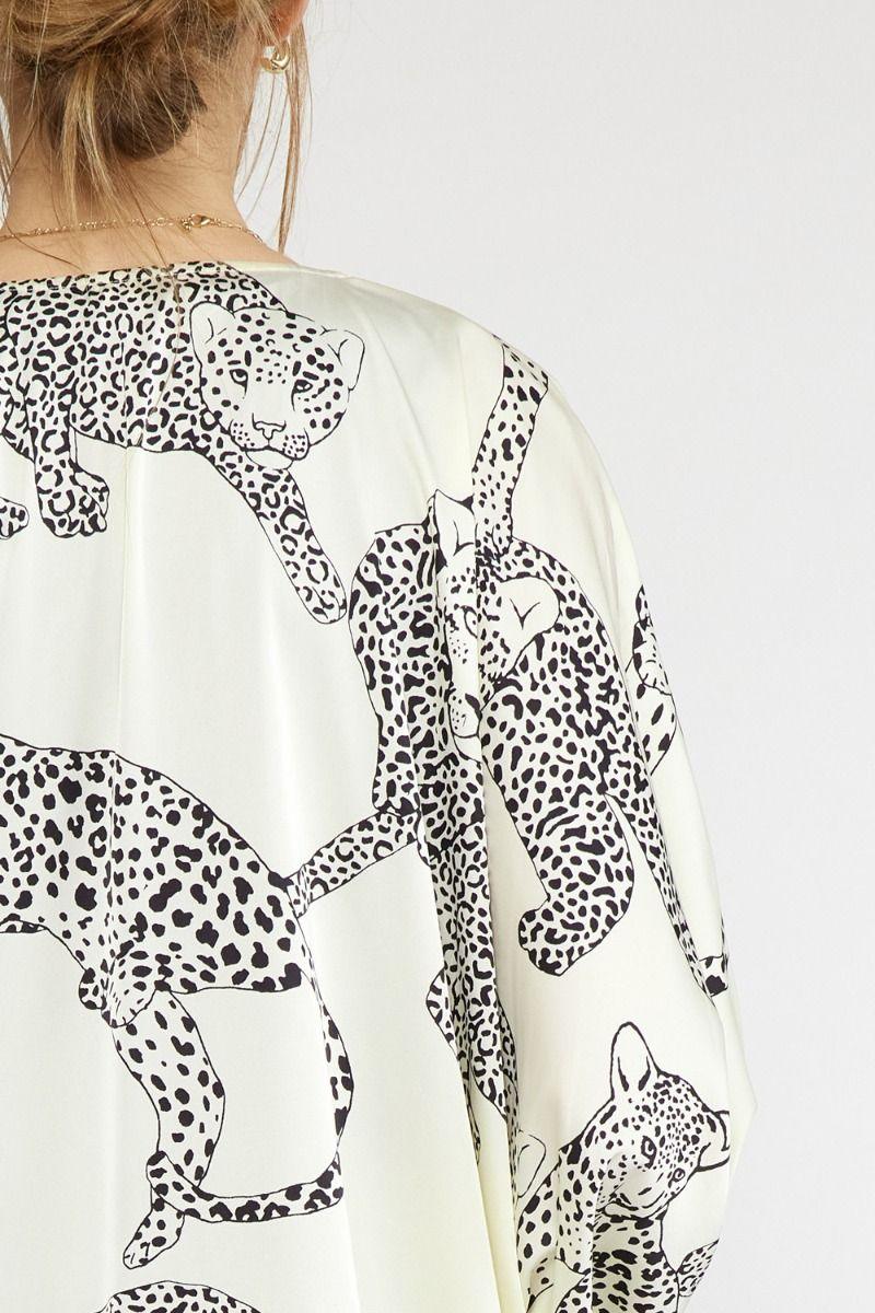 satin cheetah kimono - RK Collections Boutique