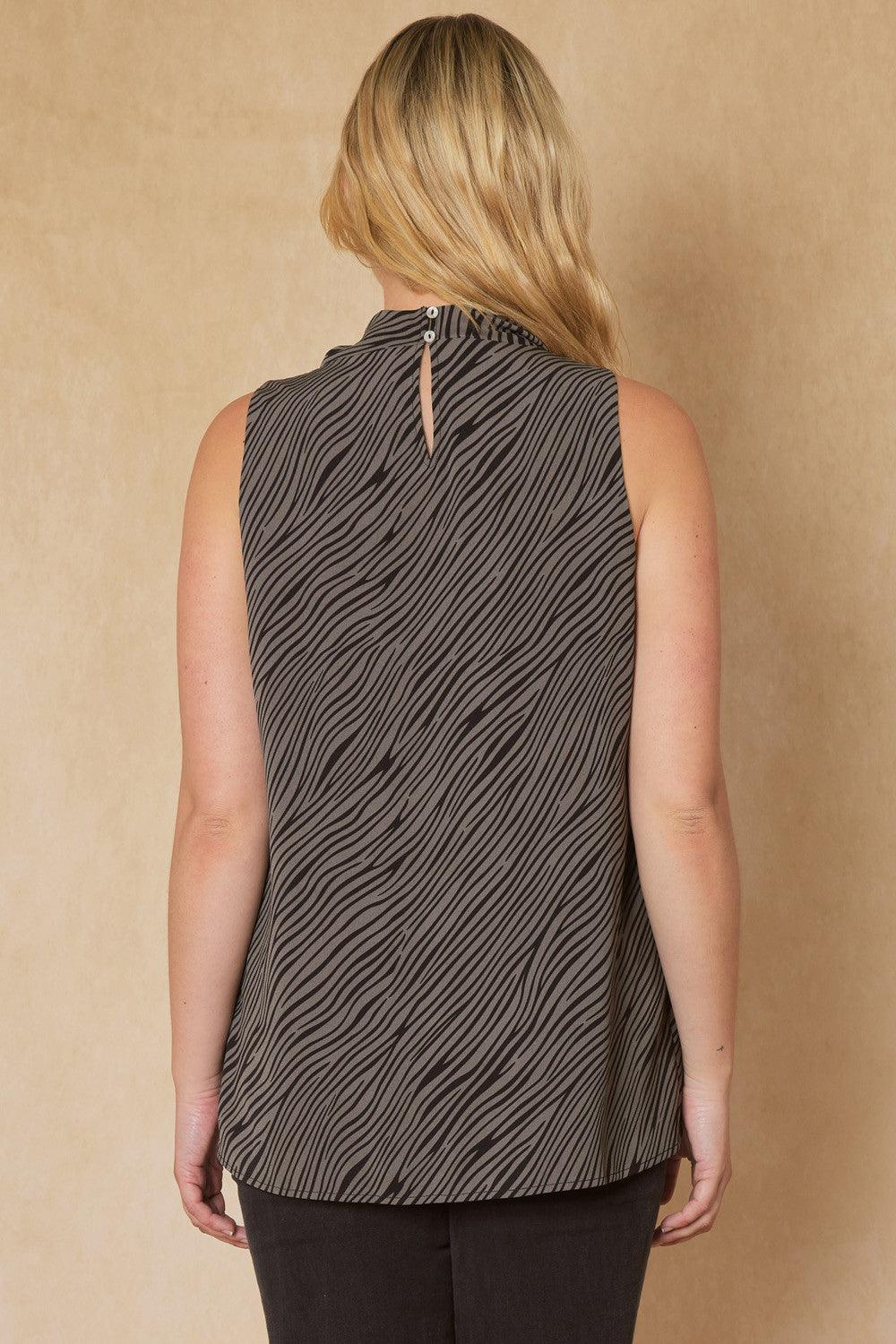 PLUS zebra stripe cowl neck sleeveless top - RK Collections Boutique