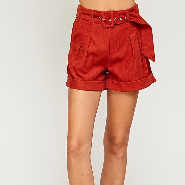 eyelet belted corduroy shorts - RK Collections Boutique