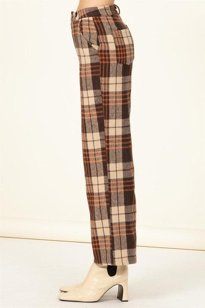 high waist flannel pants - RK Collections Boutique