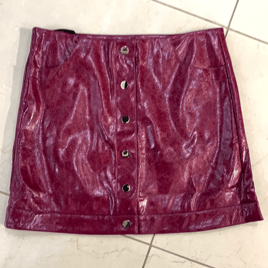 faux leather button down mini skirt-Skirts-She + Sky-tikolighting