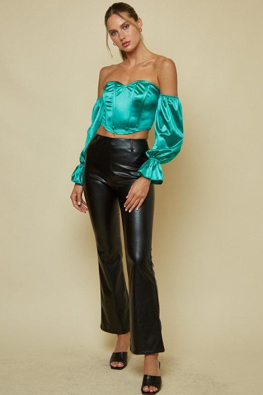 faux leather flare pant - RK Collections Boutique