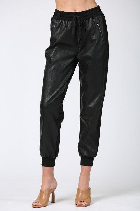 faux leather jogger pants - alomfejto