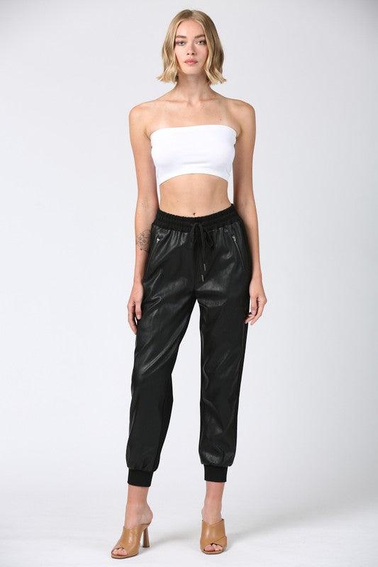 faux leather jogger pants - RK Collections Boutique