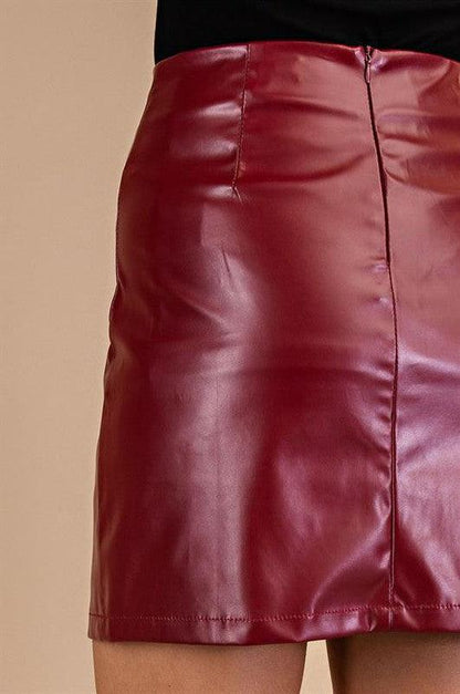 faux leather mini skirt-Skirts-L Love-alomfejto