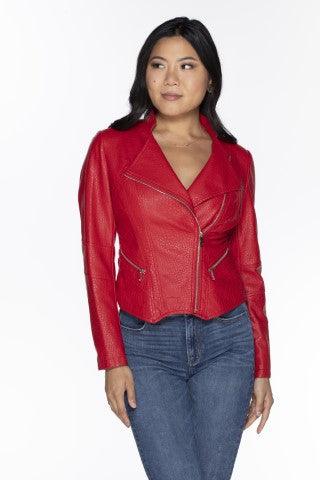 faux leather pebbled moto jacket - RK Collections Boutique