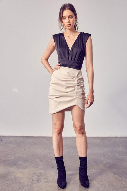 faux leather ruched skirt-Skirts-Do & Be-RK Collections Boutique