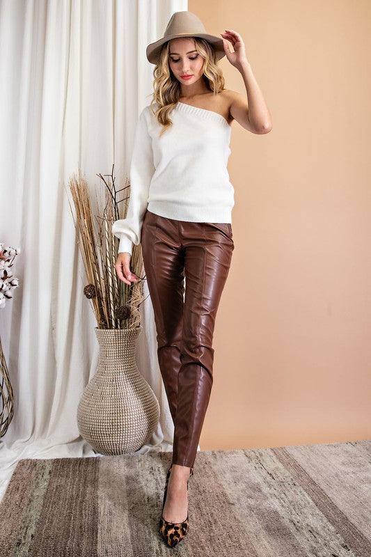 faux leather skinny pant - alomfejto
