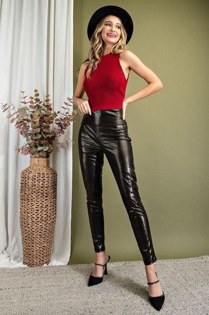 faux leather snake skin print leggings - alomfejto