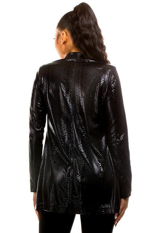 faux leather snakeskin slinky blazer - RK Collections Boutique