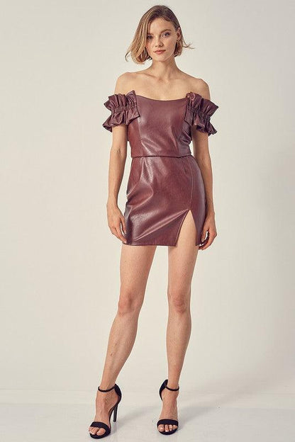 faux leather split mini skirt-Skirts-Do & Be-RK Collections Boutique