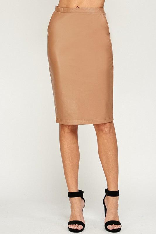 Faux Leather Stretch Pencil Skirt - RK Collections Boutique