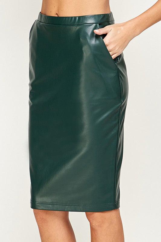 Faux Leather Stretch Pencil Skirt - RK Collections Boutique