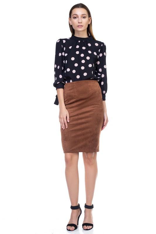 Faux Suede Pencil Skirt-Skirts-Iris-RK Collections Boutique