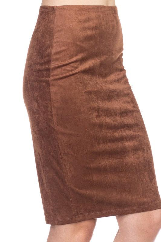 Faux Suede Pencil Skirt-Skirts-Iris-RK Collections Boutique