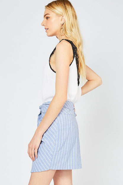 faux wrap pinstripe skirt-Skirts-Entro-RK Collections Boutique