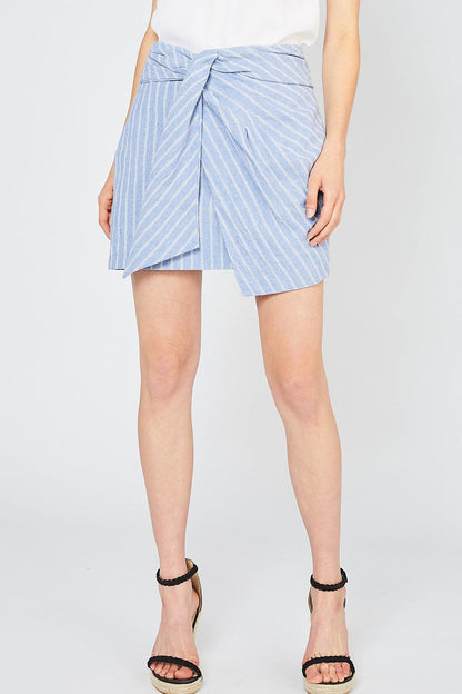 faux wrap pinstripe skirt-Skirts-Entro-RK Collections Boutique