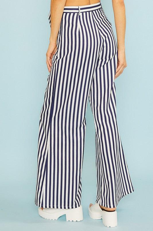 vertical stripe wide leg pants - alomfejto