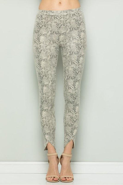 front cut detail snake printed pants - RK Collections Boutique