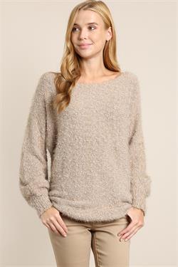 Fuzzy Long Sleeve Knit Sweater-Tops-Sweater-L Love-alomfejto
