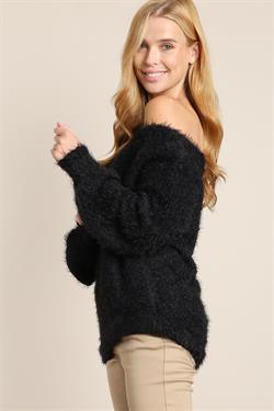 Fuzzy Long Sleeve Knit Sweater-Tops-Sweater-L Love-RK Collections Boutique