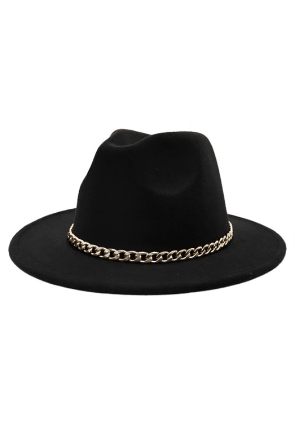gold chain band rancher felt hat - RK Collections Boutique