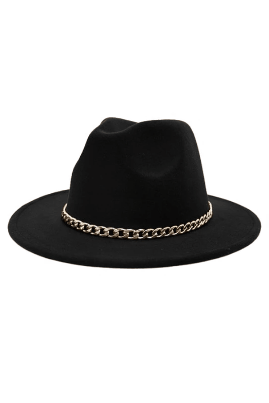 gold chain band rancher felt hat - alomfejto