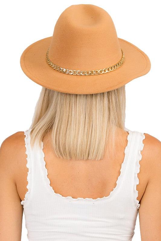 gold chain band rancher felt hat - RK Collections Boutique