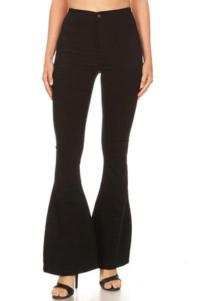 High waist super stretch bell bottom pants-Jeans-JC & JQ-Black-GP2610-BL-S-RK Collections Boutique
