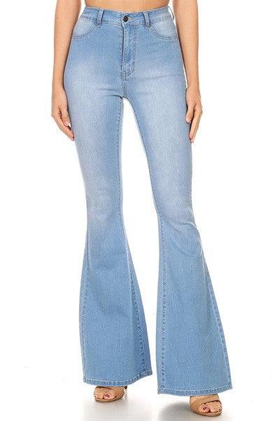 Light high waist stretch bell bottom jeans-Jeans-JC & JQ-Light Wash-GP3316-1-RK Collections Boutique