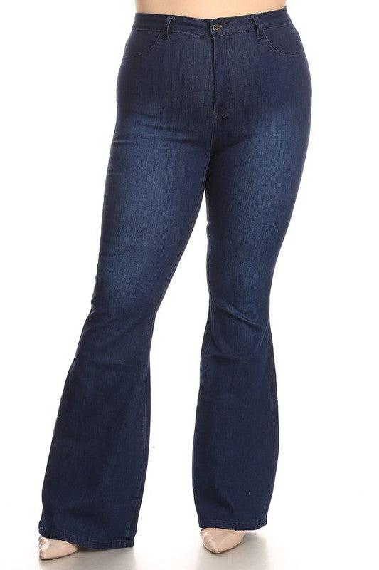 PLUS High waist bell bottom jeans-Jeans-JC & JQ-Dark Wash-GP3318P-1XL-RK Collections Boutique