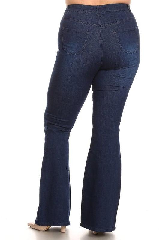 PLUS High waist bell bottom jeans-Jeans-JC & JQ-tikolighting