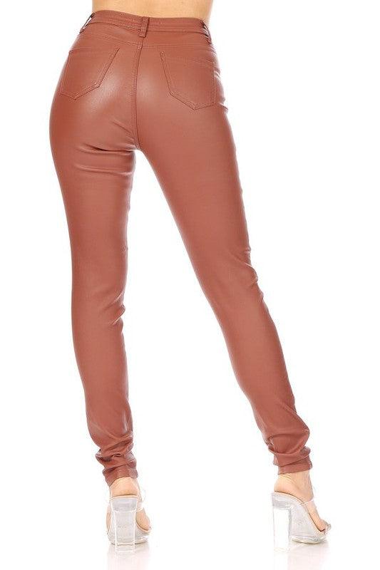 GP4100 High waist faux leather stretch skinny jean - RK Collections Boutique