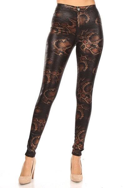 Metallic snakeskin high waist stretch skinny jeans-Jeans-JC & JQ-Multi-GP4107-1-RK Collections Boutique