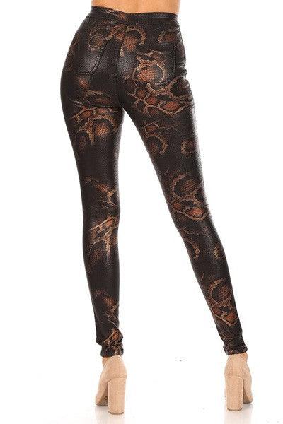 Metallic snakeskin high waist stretch skinny jeans-Jeans-JC & JQ-RK Collections Boutique