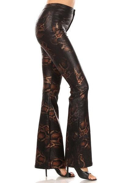Metallic snakeskin high waist stretch bell bottom jeans-Jeans-JC & JQ-RK Collections Boutique