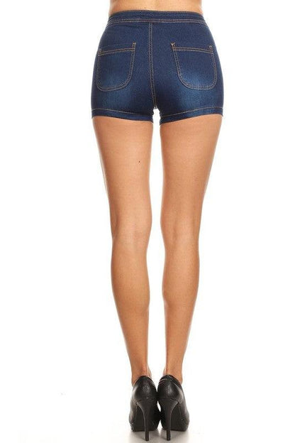 Super stretch high waist denim shorts-Shorts-JC & JQ-RK Collections Boutique