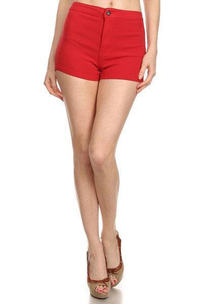 super stretch high waist color shorts-Shorts-JC & JQ-Red-GS3050-25-tarpiniangroup